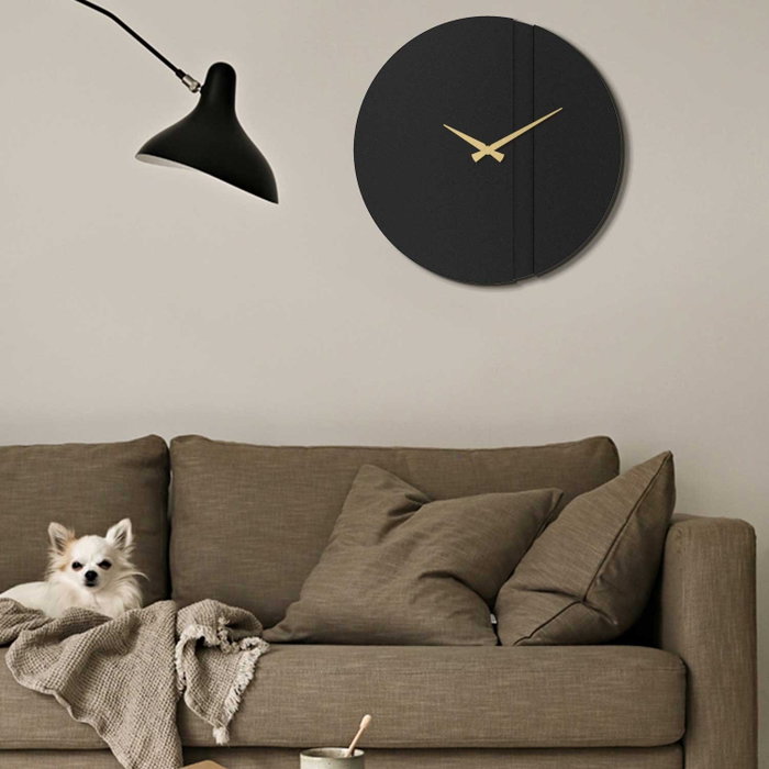 Wallity Block Metal Wall Clock - APS096 Negro y dorado